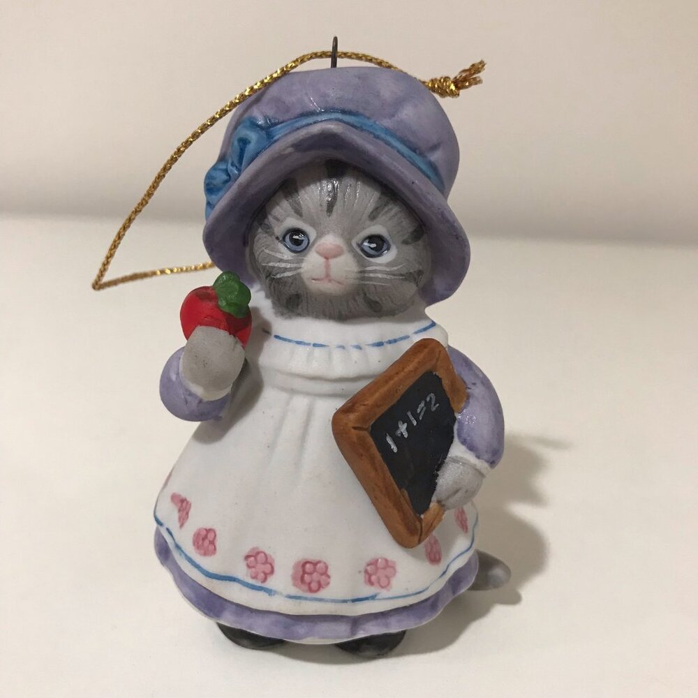 Kitty Cucumber Figurine Ornament Shackman Schmid Vintage 1988 Teacher / Student